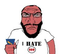 angry arm balding beard chile closed_mouth holding_object punisher_face soyjak subvariant:science_lover variant:markiplier_soyjak // 234x215 // 7.4KB