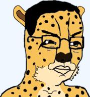animal cheetah closed_mouth ear fangs glasses series:animaljaks smile soyjak variant:chudjak // 646x691 // 58.7KB