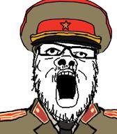 cap clothes communism glasses hammer_and_sickle hat kgb necktie soyjak star uniform variant:a24_slowburn_soyjak // 454x520 // 99.2KB