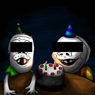 2soyjaks arm baby background cake candle censor_bar clothes deformed eyeball meta:low_resolution mustache open_mouth party_hat shading soyjak subvariant:jacobson subvariant:nathaniel table tragedyjakking variant:a24_slowburn_soyjak variant:gapejak // 768x768 // 59.9KB