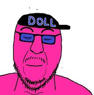 blue_glasses calm closed_eyes closed_mouth clothes doll_(user) glasses hat mustache pink_skin soyjak stubble variant:wheatonjak // 708x720 // 70.8KB