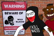 antifa backstabbing brick closed_eyes glasses hood hoodie knife mask murder nas:tyrone nigger open_mouth stubble tyrone variant:soyak wall // 735x490 // 442.0KB
