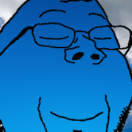 animated blue_skin calm closed_eyes cloud glasses irl_background sky smile spinning stubble subvariant:wholesome_soyjak sun variant:gapejak // 200x200 // 2.8MB