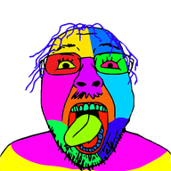 animated glasses mustache open_mouth soyjak stubble tongue tranny trend:colorjak variant:bernd // 480x598 // 145.3KB