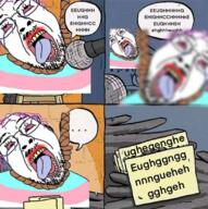 bloodshot_eyes crying glasses hanging meme microphone mustache open_mouth rope soyjak speech_bubble stubble suicide text tongue tranny variant:bernd // 680x683 // 786.5KB