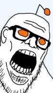 antenna ear fat glasses no_pupils open_mouth orange_eyes reddit soyjak stubble variant:stu // 387x673 // 57.5KB