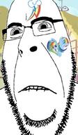 bitling_lip cartoon closed_mouth glasses heart my_little_pony pony rainbow rainbow_dash soyjak stubble subvariant:hornyson variant:cobson // 335x575 // 38.0KB