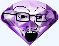 amethyst gem glasses gold objectsoy open_mouth purple soyjak variant:soyak // 800x634 // 266.2KB