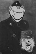 black_and_white chetniks clothes croatia croatia_vs_serbia hat irl jasenovac military multiple_soyjaks old picture soyjak tranny ustasha variant:bernd variant:impish_soyak_ears // 528x800 // 79.7KB