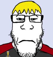 award closed_mouth depressed glasses medal nate sad stubble subvariant:neutralplier variant:markiplier_soyjak yellow_hair // 594x637 // 115.7KB