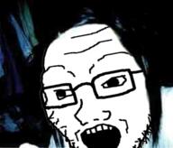 beard black_background clothes dark_background glasses jeff_the_killer jumpscare open_mouth screamer shirts soyjak stubble variant:soyak // 753x645 // 285.6KB