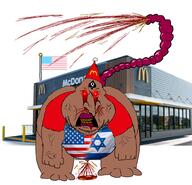 amerimutt crying flag:israel flag:united_states mcdonalds shitskin subvariant:meximutt_front variant:meximutt // 1000x964 // 569.0KB