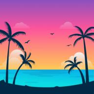 animated beach bird cloud glasses palm_tree soyjak stubble sun sunrise tree variant:cobson water // 600x600 // 301.8KB