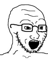 glasses open_mouth retard soyjak stubble template variant:soyak // 644x800 // 12.0KB