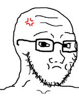 anger_mark bald closed_mouth forehead_lines frown glasses neck nose pout stubble tsundere variant:soyak // 644x800 // 14.5KB