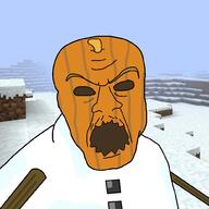 angry minecraft minecraft_beta no_pupils open_mouth pumpkin snow snow_golem_(minecraft) soyjak variant:feraljak video_game // 1000x1000 // 112.8KB