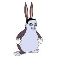 angry arm big_chungus bugs_bunny closed_mouth ear full_body glasses hand looney_tunes rabbit soyjak variant:chudjak // 878x890 // 189.5KB