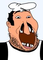 apron chef clothes ear hat italy mustache open_mouth peppino_spaghetti pizza_tower soyjak stubble variant:markiplier_soyjak2 video_game white_skin // 700x979 // 30.8KB