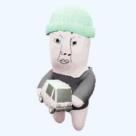 3d animated clothes hat heccing_wholesome holding_object no_glasses variant:chudjak // 256x256 // 130.8KB