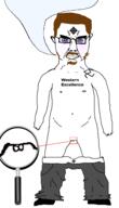 anger_mark angry bbc beard bloodshot_eyes blue_eyes brown_skin bug celtic_cross chud closed_mouth clothes country crying ear fez flag fly full_body glasses grey_pants hat lgbt magnifying_glass mustache naked nsfw penis small_penis soyjak spade speech_bubble speech_bubble_empty subvariant:chudjak_front subvariant:obsessedchud swastika text turkiye twp variant:chudjak west western white_skin white_supremacist // 1092x1911 // 168.5KB