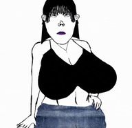 black_hair blue_eyes cross crying ear ext=gif female full_body goth make_up meta:ai_generated nas necklace not_a_fucking_soyjak not_a_soyjak subvariant:vlodette variant:vlodson // 576x554 // 4.7MB