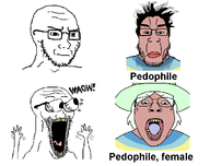 4soyjaks amerimutt clothes crystal_cafe female flag:minor_attracted_person flag_shirt green_hair hair hat open_mouth pedophile remastered rotten_teeth spiky_hair subvariant:bridget subvariant:chudplier subvariant:soyak_(irritated) subvariant:waow sweating tan_skin text tongue toss variant:bernd variant:chudjak variant:excited_soyjak variant:gapejak variant:markiplier_soyjak variant:soyak white_background // 1013x800 // 29.9KB