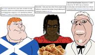 black_skin blue_eyes bowtie brown_eyes buff chicken closed_mouth clothes colonel_sanders country english_text flag flag:pan-african flag:scotland fried_chicken glasses goatee hair kfc looking_at_you moustache multiple_soyjaks old orange_hair scotland smile soyjak subvariant:chudjak_front subvariant:mexiaryan subvariant:muscular_chud subvariant:wholesome_soyjak suit text tshirt unbothered united_kingdom variant:chudjak variant:gapejak variant:meximutt vein white_hair white_skin wikipedia wikipedia_article wrinkles // 2048x1194 // 495.1KB