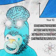baby babyjak blue_skin brain caca glasses iq iq_bell_curve light pacifier smart text variant:gapejak // 1024x1024 // 2.5MB