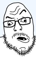 bald cross_eyed eyebrows glasses lip mustache retard soyjak stubble tooth variant:fortson // 550x860 // 19.9KB