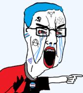 anarchism antifa blue_hair boylover_symbol chud communism crying facial_mark forehead_mark hammer_and_sickle mark_of_the_beast ms_memer_group pedophile pentagram pentagram_forehead_mark pronouns soyjak transgender_flag variant:chudjak // 680x762 // 66.8KB