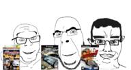 2000s bald burnout burnout3_takedown car ea electronic_arts gamecube glasses happy midnight_club need_for_speed nfs nintendo playstation playstation_2 ps2 racing rated_e_for_everyone rated_t_for_teen rockstar_games smile smiling_friends variant:chudjak variant:cobson variant:feraljak video_game xbox // 1334x708 // 513.0KB