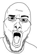 british cheeks eyebrows glasses open_mouth soyjak stubble template tongue variant:unknown // 828x1200 // 31.2KB