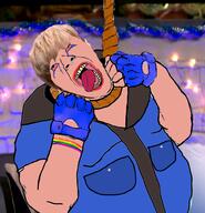 arm bloodshot_eyes clothes crying dead fat frosk froskurinn g4tv gaming hand hanging indianablack karen lgbt noose nose_piercing obese rope soyjak suicide tongue variant:bernd white_skin // 950x988 // 1.0MB