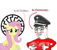 aryan blue_eyes blush blushing fluttershy holding_heart holding_object my_little_pony pony sonnenrad soyjak variant:chudjak volker volker41(namefag) volker41_will_live_accompanied // 977x859 // 418.6KB