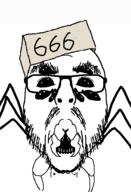 666 artist:fleertson box bug creepy glasses mustache open_mouth spider stubble variant:flartson // 410x600 // 36.7KB