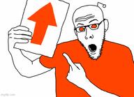 animated antenna arrow blue_eyes blue_shirt blurple clothes cyan downvote ext=gif grin holding_object holding_paper imgflip imgflip.com leftvote meta:not_oc orange_eyes orange_shirt paper reddit redditard rightvote smile smirk teeth upvote variant:koolson white_skin yellow_eyes yellow_shirt // 500x362 // 76.2KB