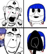 angry anime bbc bernkastel blush bwc ear facial_mark forehead_mark furude_rika glasses hair hand higurashi higurashi_no_naku_koro_ni nose_piercing nose_ring open_mouth painted_nails purple_hair queen_of_hearts soyjak stubble subvariant:slutson tbp umineko variant:cobson video_game // 1449x1656 // 547.4KB