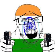 country countrywar crying flag flag:india glasses gun hair hand holding_object india open_mouth pistol soyjak stubble teeth variant:feraljak // 1117x1066 // 445.1KB