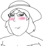 blush clothes eyelashes female glasses hair hat soyjak subvariant:gapejak_female variant:gapejak // 940x992 // 120.0KB