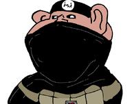 amerimutt arab arabic_text brown_skin clothes ear headband isis mask soyjak subvariant:impish_amerimutt terrorist text variant:impish_soyak_ears // 851x672 // 17.2KB