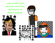 beaned blc clover cobblestone_(user) dan disgust greentext meta:namefags olgol_(user) op_is_anything_but_a_slut_for_beaners out sarcasm subvariant:gapejak_female subvariant:olgolstein tongue tongue_put tqqt_(user) variant:cobson variant:gapejak variant:soyak // 804x628 // 190.8KB