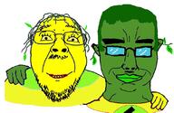 2soyjaks chud_troon_alliance clothes ear flag food friendship fruit glasses green_skin hair hand happy leaf lemon lime lipstick makeup mustache nazism purple_hair smile soyjak stubble subvariant:chudjak_front swastika tranny variant:bernd variant:chudjak yellow_skin yellow_teeth // 834x541 // 217.7KB