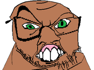 brown_skin glasses green_eyes gums open_mouth stubble subvariant:crazyguyjak teeth variant:feraljak white_background // 800x600 // 32.8KB