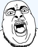 aliased angry fat glasses open_mouth soyjak stubble template transparent_background variant:chugsjak // 1124x1374 // 43.1KB