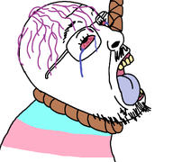 bloodshot_eyes crying dead flag flag:transgender_pride_flag glasses hair hanging mustache open_mouth purple_hair rope series:sidejaks side_profile side_view soyjak stubble subvariant:bernd_side suicide tongue tranny transparent_background troon variant:bernd yellow_teeth // 768x719 // 22.6KB