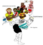 argentina black_skin blond blue_eyes bolivia brazil brown_skin chile clothes colombia ecuador glasses monkey mutt peru south_america soyjak speech_bubble subvariant:euroaryan subvariant:euromutt text uruguay venezuela white_skin wojak // 1959x2048 // 1.5MB