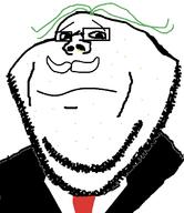 closed_mouth clothes glasses green_hair hair judaism meta:tagme mucus mustache necktie soyjak stubble suit variant:impish_soyak_ears // 600x695 // 98.3KB