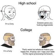 crying crying_wojak furry glasses mask nordic_chad open_mouth smug soyjak stubble text variant:cryboy_soyjak variant:soyak variant:wojak wojak // 744x758 // 55.7KB