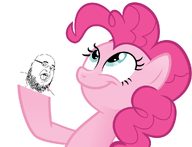 bald ear fat glasses holding_object looking_up my_little_pony open_mouth pink_skin pinkie_pie pony series:pinkie_pie_holding_soyjaks smile soyjak stubble variant:fatjak white_background // 990x759 // 146.6KB
