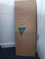 bald beard cardboard drawing full_body gem glasses hand_drawn irl irl_background smile stubble variant:gapejak // 3072x4080 // 4.4MB